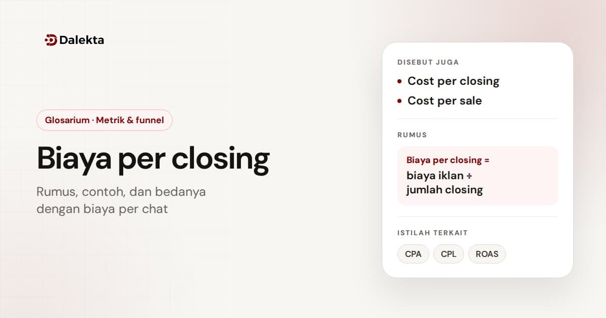 Biaya per closing: Metrik & funnel