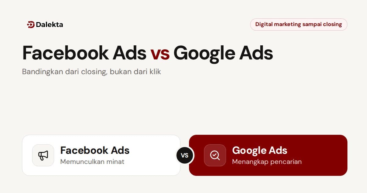 Facebook Ads vs Google Ads: Perbedaan, Kapan Memilih, dan Cara Membandingkan Closing